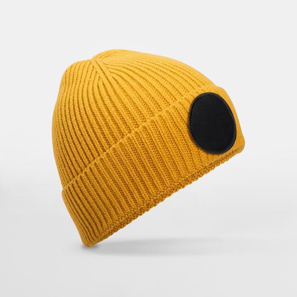 B332R Circular Fashion Patch Beanie