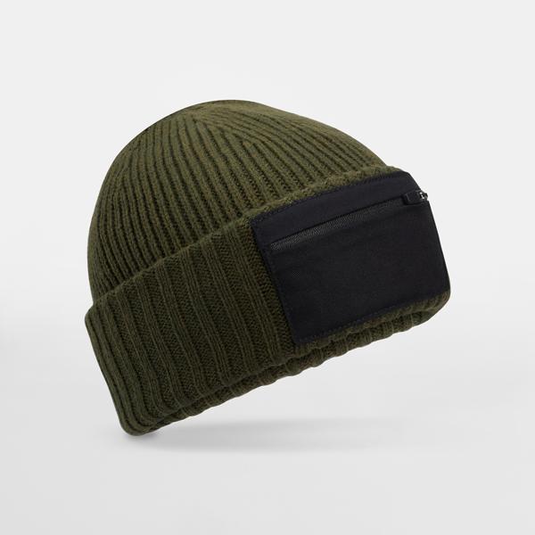 B334R Zip Patch Beanie