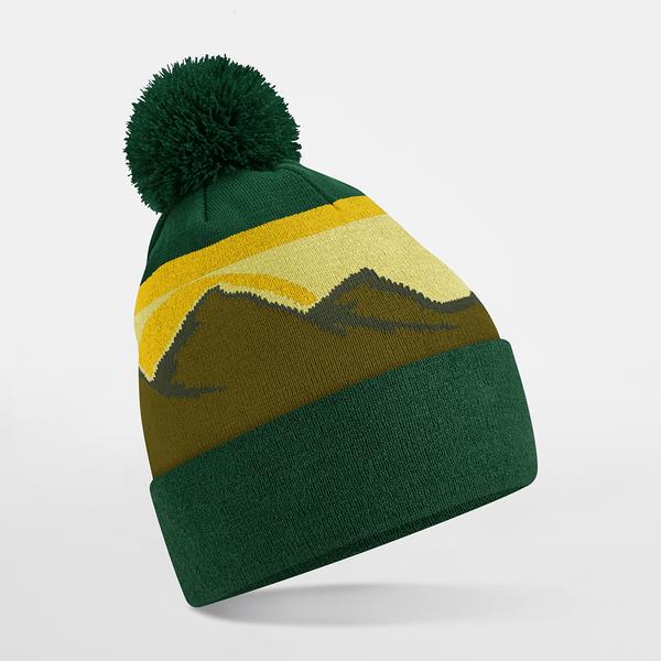 B395R Mountain Peaks Pom Pom Beanie
