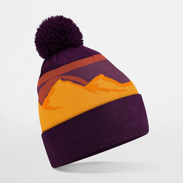 B395R Mountain Peaks Pom Pom Beanie