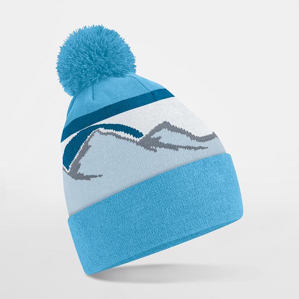 B395R Mountain Peaks Pom Pom Beanie