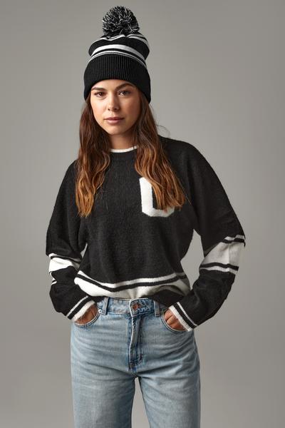 B473R Striped Fan Beanie