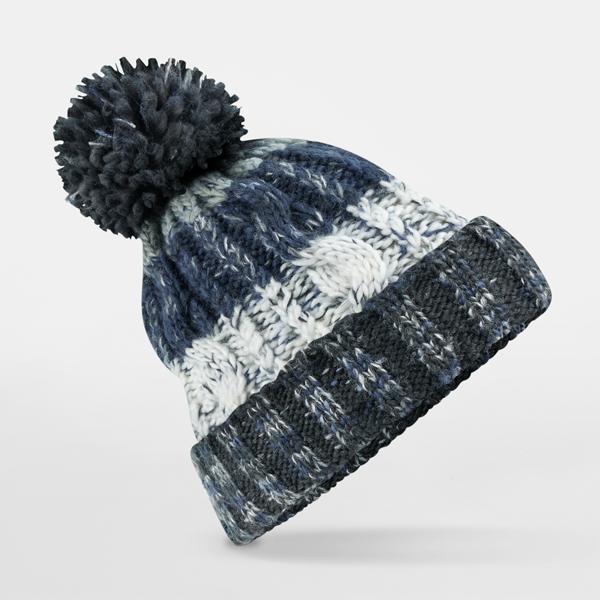B486 Corkscrew Pom Pom Beanie