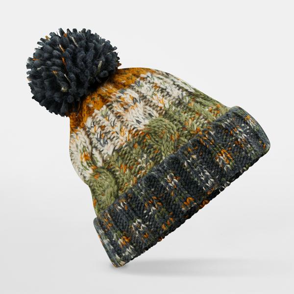 B486 Corkscrew Pom Pom Beanie