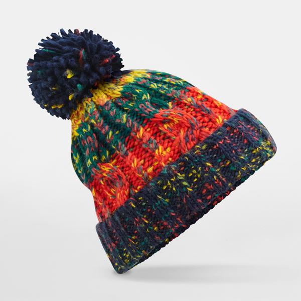 B486 Corkscrew Pom Pom Beanie