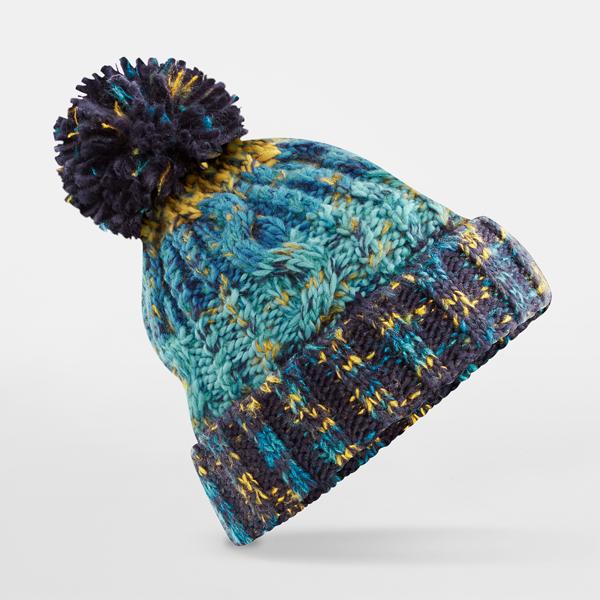B486 Corkscrew Pom Pom Beanie