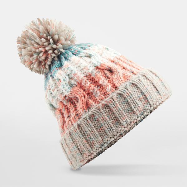 B486 Corkscrew Pom Pom Beanie