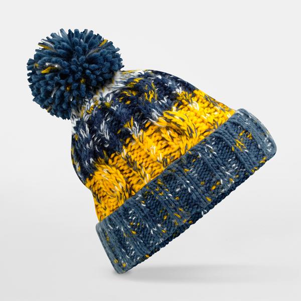 B486 Corkscrew Pom Pom Beanie