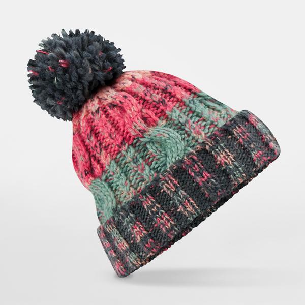 B486 Corkscrew Pom Pom Beanie