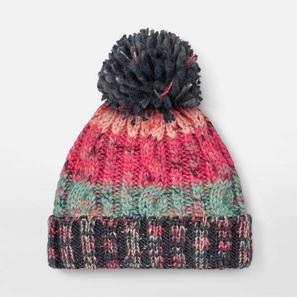 B486 Corkscrew Pom Pom Beanie