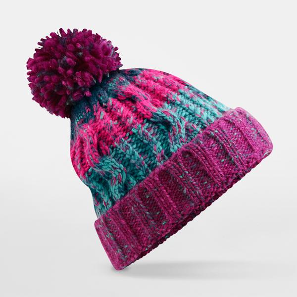 B486 Corkscrew Pom Pom Beanie